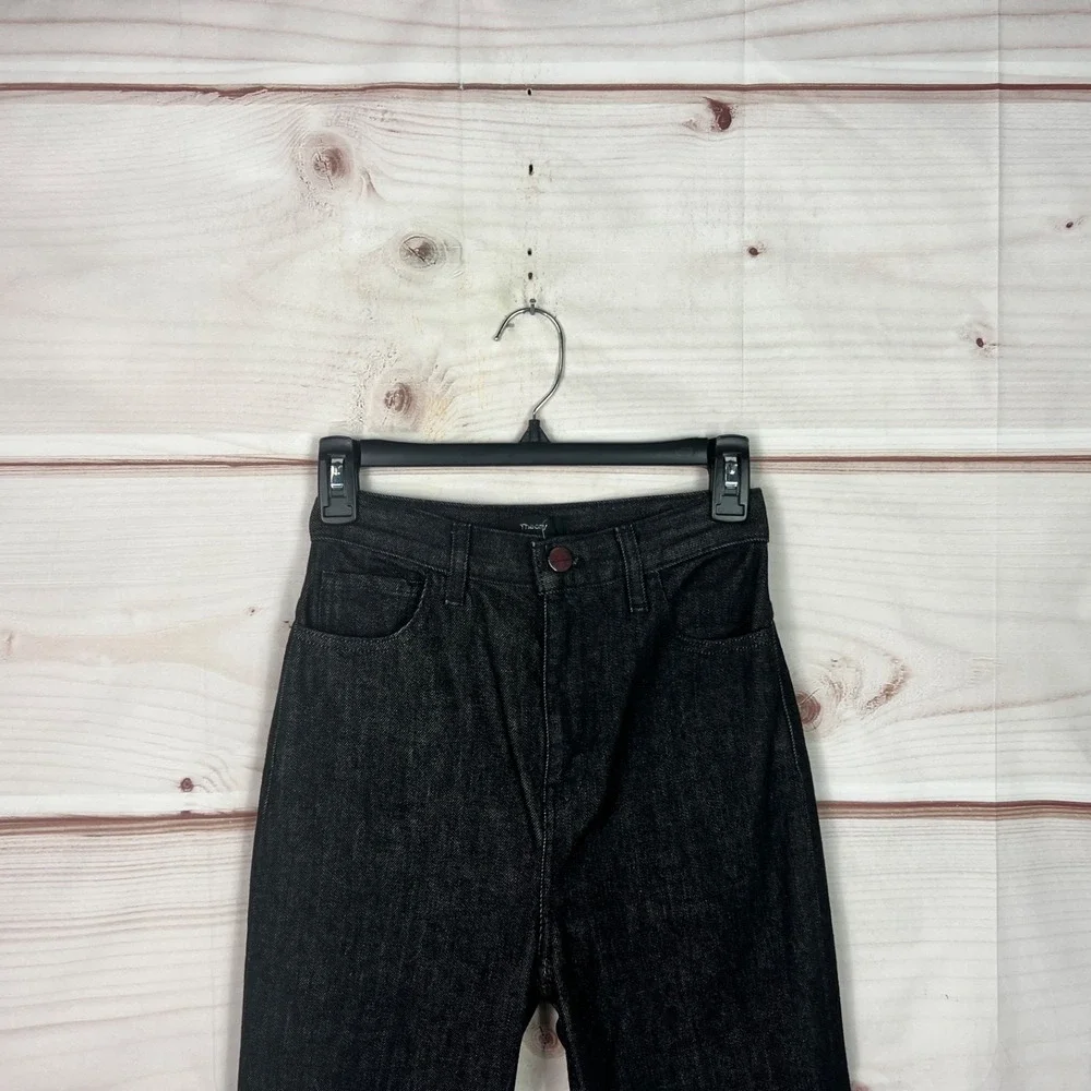Theory‎ Jeans Womens 24 Black Straight Leg Denim Raw Hem High Rise 5 Pocket